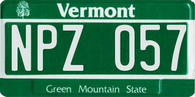 VT license plate NPZ057