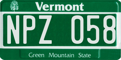 VT license plate NPZ058