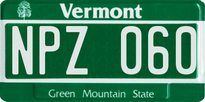 VT license plate NPZ060