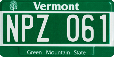 VT license plate NPZ061