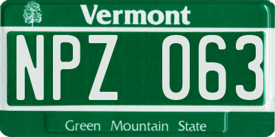 VT license plate NPZ063