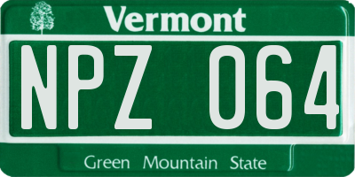 VT license plate NPZ064