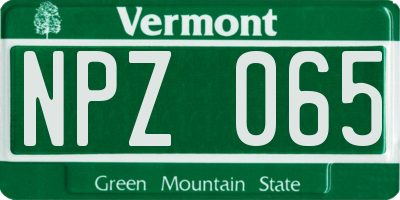 VT license plate NPZ065