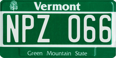 VT license plate NPZ066