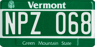 VT license plate NPZ068