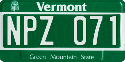 VT license plate NPZ071