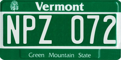 VT license plate NPZ072