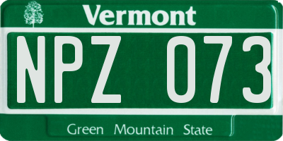 VT license plate NPZ073