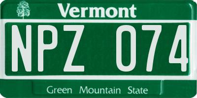 VT license plate NPZ074