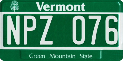 VT license plate NPZ076