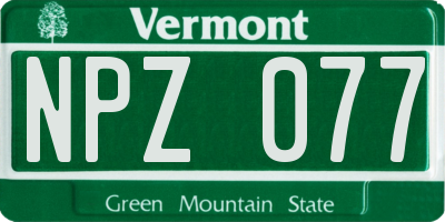 VT license plate NPZ077