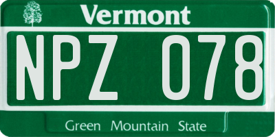 VT license plate NPZ078