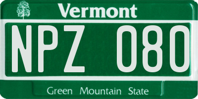 VT license plate NPZ080