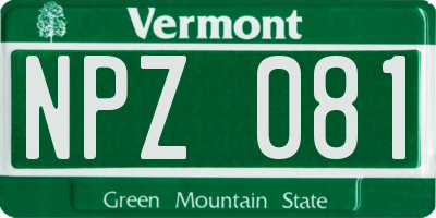 VT license plate NPZ081