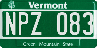 VT license plate NPZ083