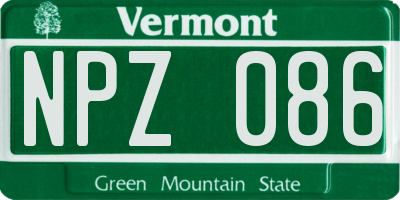 VT license plate NPZ086