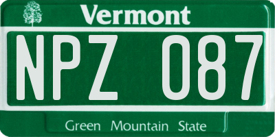 VT license plate NPZ087
