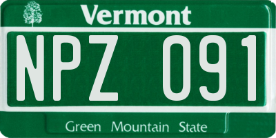 VT license plate NPZ091