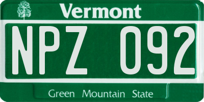 VT license plate NPZ092