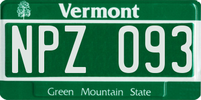 VT license plate NPZ093