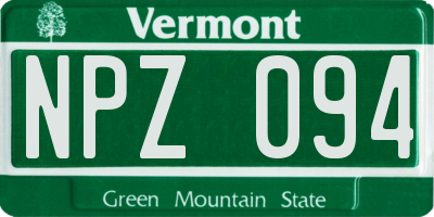 VT license plate NPZ094