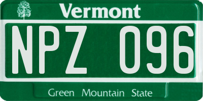 VT license plate NPZ096
