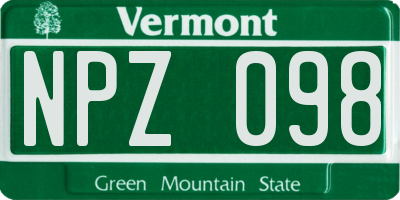 VT license plate NPZ098