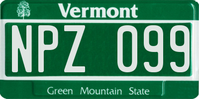 VT license plate NPZ099