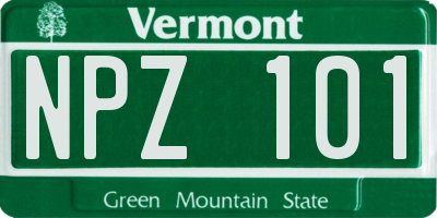VT license plate NPZ101