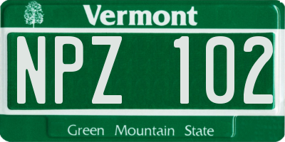 VT license plate NPZ102