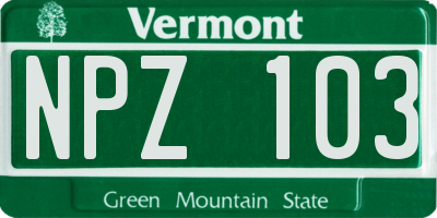 VT license plate NPZ103