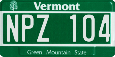 VT license plate NPZ104