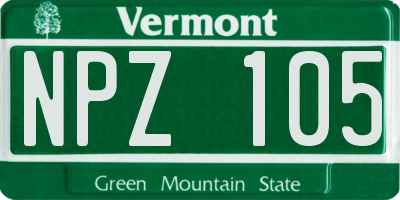 VT license plate NPZ105