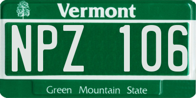 VT license plate NPZ106