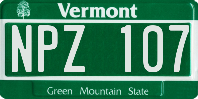 VT license plate NPZ107
