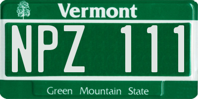 VT license plate NPZ111