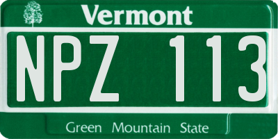 VT license plate NPZ113