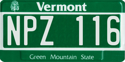 VT license plate NPZ116