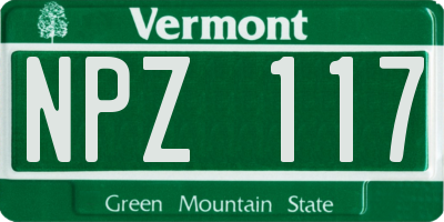 VT license plate NPZ117