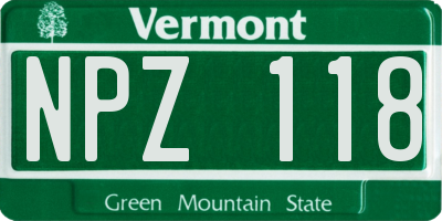 VT license plate NPZ118