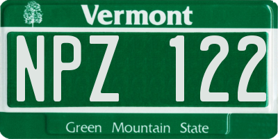 VT license plate NPZ122