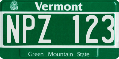 VT license plate NPZ123