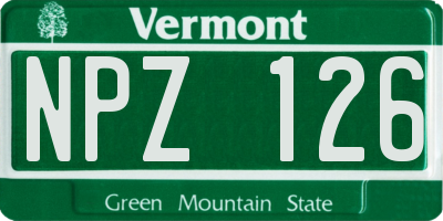 VT license plate NPZ126