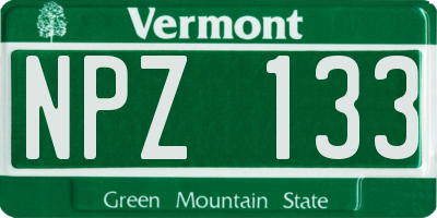 VT license plate NPZ133