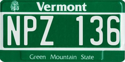 VT license plate NPZ136