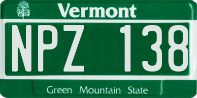 VT license plate NPZ138