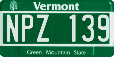 VT license plate NPZ139