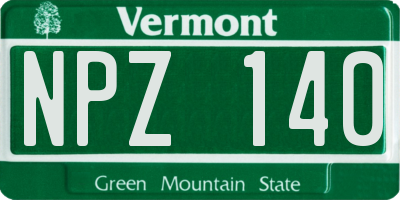 VT license plate NPZ140