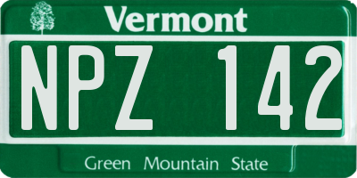VT license plate NPZ142