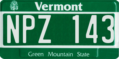 VT license plate NPZ143
